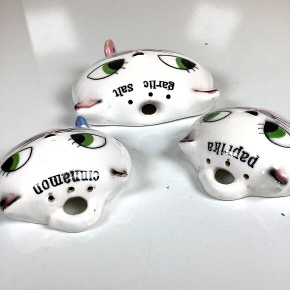 Set 3 Holt Howard Cozy Kitten Cinnamon Cat Spice Shaker 1959 Wall Plaques Japan - Picture 5 of 9